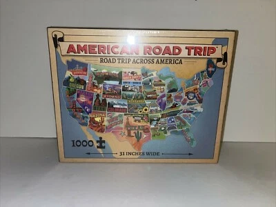Rompecabezas TDC Games American Road Trip, en forma de América, 1000 piezas, 31 pulgadas Foto 1 de 2