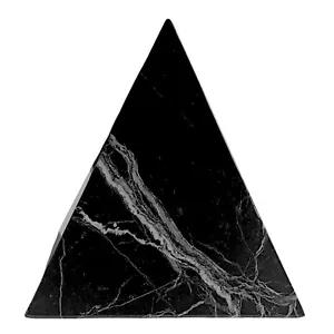 Piramide in Marmo Nero Marquinia Black Marble Pyramid Sculpture Art Design 20cm - Picture 1 of 2