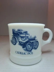 VTG Surrey Cadillac 1903 Made in The USA Milk Glass Coffee Cocoa Tea Mug Barber - Picture 1 of 7