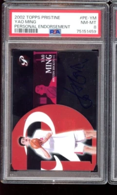 2002 TOPPS PRISTINE YAO MING PERSONAL ENDORSEMENT #PE-YM RC PSA 8 NM-MT - Image 1 of 2