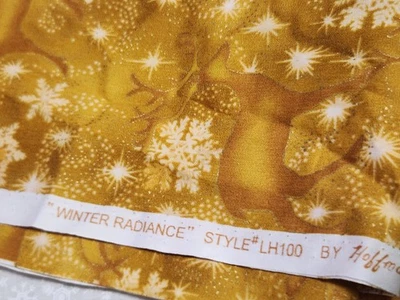Cotton Fabric Almost 2 Yards WINTER Radiance HOFFMAN background TAN GOLD CREAM - Image 1 of 4