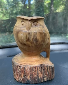 Hand Carved Wooden Owl Folk Art Sculpture Rustic Cabin Décor By Randy Moss 2001 - Picture 1 of 16