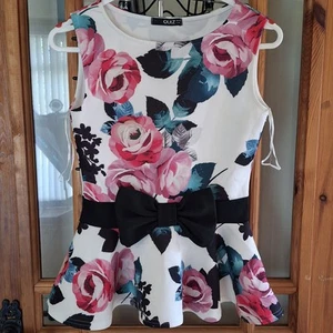 Quiz Dress,Colourful Flowers And Black Bow, Worn Once,UK Size 10,Great Condition - Picture 1 of 3