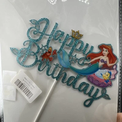 Sirenita Feliz Cumpleaños Pastel Topper - Sirena Brillante Bajo el Mar 📦 Foto 1 de 4