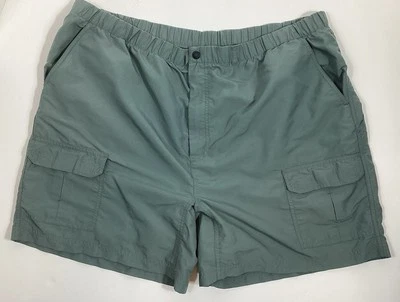LL Bean Shorts Mens XXL Green Sage Nylon Cargo Pockets Stretch Hiking Zip Snap - Image 1 of 4