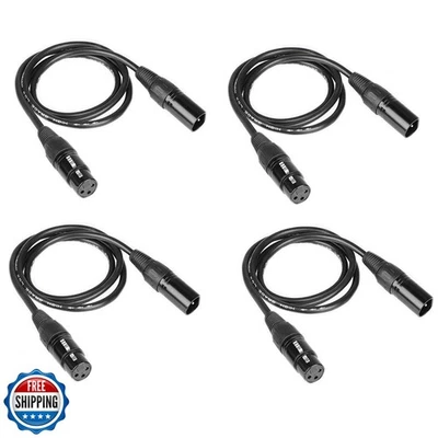 4PCS 1m Long DMX 512 XLR Cable 3.2t 3 Pin True Male to Female for Microphone  - Image 1 of 4