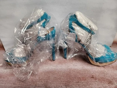 Kelsi Dagger CHACHA Sky Blue Gold Kid Suede Mirror Brand New Box Shoes Sz 8.5M - Image 1 of 4