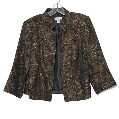 Chaqueta Blazer Kim Rogers Petite Estampado Cachemira Jacquard Mujer 8P Marrón Negro Foto 1 de 4