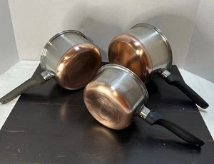 3 Ekcoware Edelstahl Töpfe mit dickem Kupferboden 5,5”, 6,5” und 7” Durchmesser - Bild 1 von 15