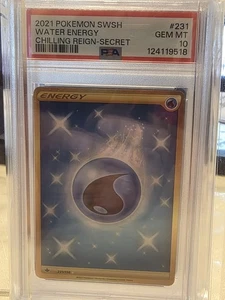 Water Energy (Secret) 231/198 Pokemon Sword & Shield  Chilling Reign Holo PSA 10 - Picture 1 of 1