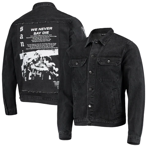 Men's The Wild Collective Black San Jose Earthquakes Denim Button-Up Jacket Cover