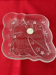 Vintage Kristall Klar Engel Glas Süßigkeiten Schmuck Schale Urlaub - Bild 1 von 7