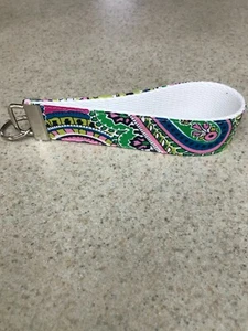  Key Ring Fob - Wristlet Style - Made w/  Designer Fabric - Pink Paisley - NEW! - Picture 1 of 1