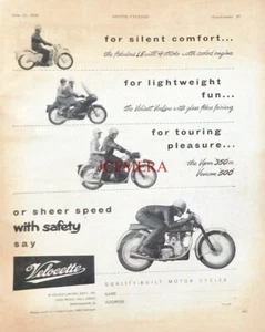 Vintage VELOCETTE Range of Motorcycles Advert: 1959 M/Cycle Print - Bild 1 von 1
