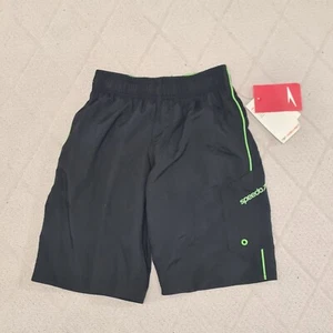Speedo Swim Board Shorts Boys MEDIUM Black Surf Vacation Summer Travel - Picture 1 of 6