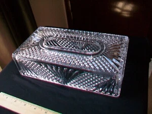 DE COLECCIÓN MCM CORTE PESADO VIDRIO PRENSADO PAÑUELO CAJA CUBIERTA SOPORTE DECO - Imagen 1 de 10