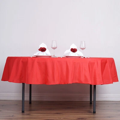 10 RED 90" ROUND POLYESTER TABLECLOTHS Wholesale Wedding Decorations Supplies - Image 1 of 4