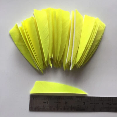 50PCS 3inch Fluorescent Yellow Shield Archery Fletches Feathers Fletching RW LW - Image 1 of 4