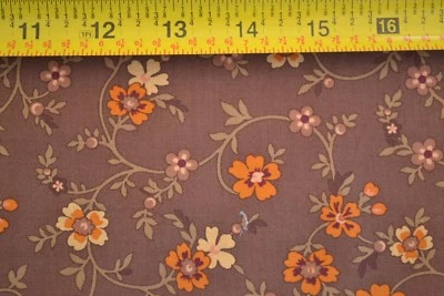 By 1/2 Yd, Yellow & Gold Floral on Brown Quilt, Marcus/Railroad Ties/Burgos,B643 - Image 1 of 4
