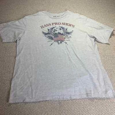 Camiseta Bass Pro Shops Para Hombre Talla XXL Gris Bandera Americana Águila Mangas Cortas Foto 1 de 4