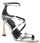 Antonio Melani Hadley Strappy All Leather Stiletto Sandal Sz 10 Silver Metallic
