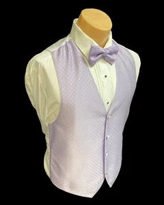 Men's Light Purple Tuxedo Vest & Bow Tie Groom Party Wedding Prom Large L - Picture 1 of 5