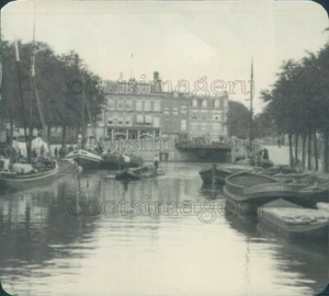 1923 Pressefoto 20er Jahre Holland Szene Kanalboote - Bild 1 von 2