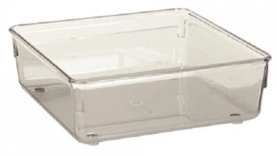 Interdesign LINUS SQUARE ORGANISER 16.1x16.1x5.1cm Clear Acrylic, Rubber Feet - Image 1 of 3