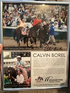 CALVIN BOREL RACING PHOTO - Signed In Frame Indiana Derby - Picture 1 of 3
