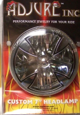 ADJURE 7 ДЮЙМОВ T70X00 МОТОЦИКЛА HARLEY ЖЕЛЕЗА КРЕСТ ФАРЫ ЛАМПА СВОБОДНОГО БЛОКА БОЛТ - Изображение 1 из 4