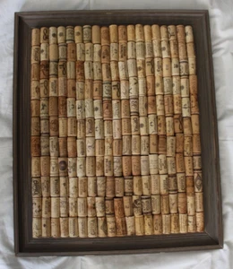 Wine Cork Corkboard Wall Mounted Real Corks in Distressed Wood Frame 19" x 23" - Picture 1 of 7