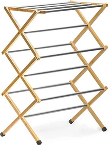 Morvat Bamboo Adjustable Laundry Drying Rack with Steel Bars, 23FT - Picture 1 of 7
