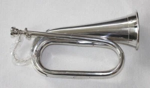 Boy Scout Nickel Plated Blowing Bugle Attack War Command Signal Horn - Picture 1 of 4