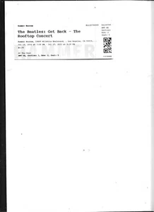 THE BEATLES GET BACK THE ROOFTOP CONCERT MOVIE 2022 TICKET - Picture 1 of 1