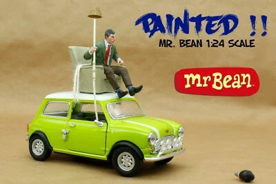 Mr Bean per MINI COOPER Welly Set 1/24 NUOVO dipinto a mano Mr. Fagioli - Immagine 1 di 4
