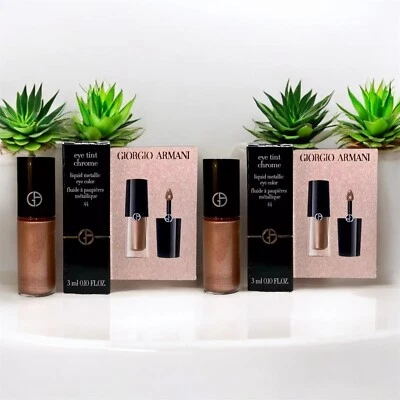 2x Tinte de ojos Giorgio Armani cromo líquido metálico color 44 oro rosa 3 ml 0,10 oz Foto 1 de 2