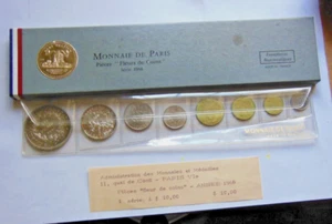 1966 France Monnaie de Paris Fleurs De Coins Paris Mint 8 Coin Set w/ receipt - Picture 1 of 7