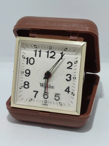 Vintage Retro West Clock Travel Keywound Alarm Clock Clamshell 1970s Cover