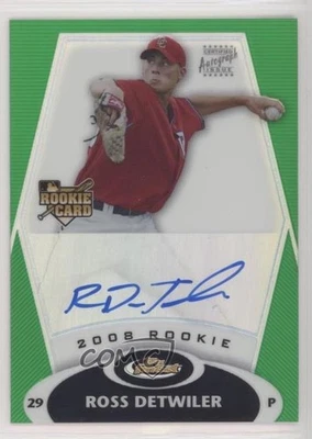 2008 Topps Finest Green Refractor /199 Ross Detwiler #164 Rookie Auto RC - Image 1 of 2