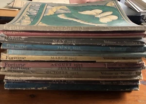 FORTUNE Vintage Lot Of 13 Magazines 1935-1937 Spectacular Ads / Conditions F-VG - Picture 1 of 15