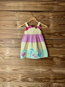 3T toddlers little girls good lad seersucker white yellow green Pink Bows Vtg - Picture 1 of 10