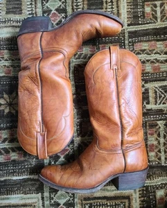 Botas de Vaquero del Oeste de Colección Chisholm Cuero Tostado Mármol Para Hombre 10D Hechas en EE. UU. D931 - Imagen 1 de 19