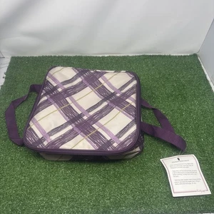 Thirty-One Perfect Potluck SQUARE Party Thermal Plum Plaid  - Picture 1 of 5