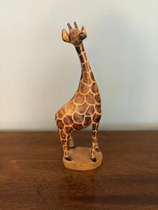 Handgeschnitzte Holz Giraffe Statue 11,5" - Afrikanische Safari Dekor Figur - Bild 1 von 7