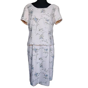 Vestido formal para mujer Chadwick talla 10 rosa floral mezcla de lino - vintage - Imagen 1 de 6