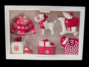 Nuovo Target Wondershop tema Bullseye set ornamenti natalizi in ceramica 6 pezzi! Nuovo con scatola - Foto 1 di 5