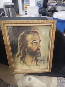 Vintage W.E. Sallman 1935 Print Of Jesus Christ 10x13 Framed Religious Artwork - Picture 1 of 7