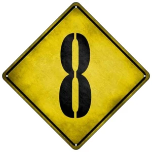 Number 8 Xing Novelty Mini Metal Road Notice 8" Cross Xing Crossing Sign - Picture 1 of 1