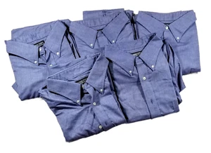 5 Lands End Mens Short Sleeve Oxford Shirts 18.5 Tall Blue Button Down Collar - Picture 1 of 4
