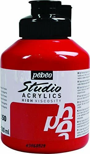 Pebeo - Barattolo di vernice acrilica Studio da 500 ml, colore: rosso magenta pr